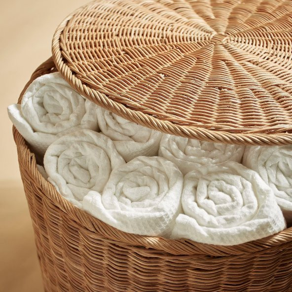 Rattan, Kapaklı Saklama Gözlü Puf MeridyenDukkan, El Yapımı Saklama Kutusu - 6