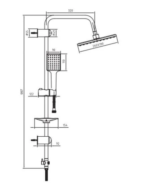 Ar Lucia Yağmurlama Duş Kolonu Duş Robotu Mat Siyah 103558021 - 2