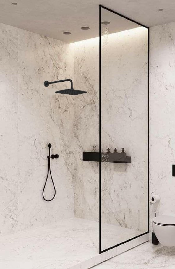 Ar Lucia Duvardan Duş Başlığı Tepe Duşu Mat Siyah 103545060 - 2