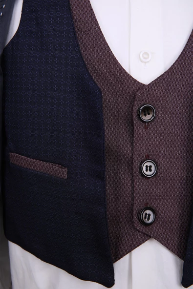 Yelek Ceket Papyon Çocuk Genç Takım Elbise 5'li Mezuniyet Balo Bayramlık Düğün Damatlık 5'li Set NX-5007 - 7