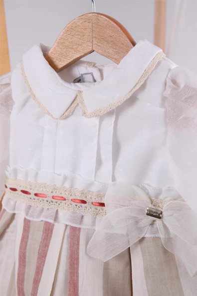 Bayramlık Düğünlük Tül Kol Detaylı Kız Bebek Çocuk Elbise 13904 - 4