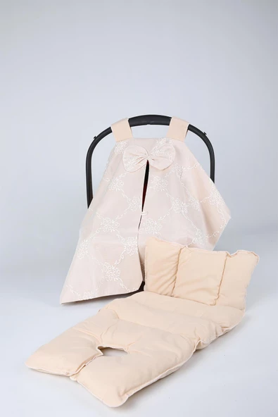 Babyhola Puset Minderi ve Puset Örtüsü Dantelli 2024 - 9