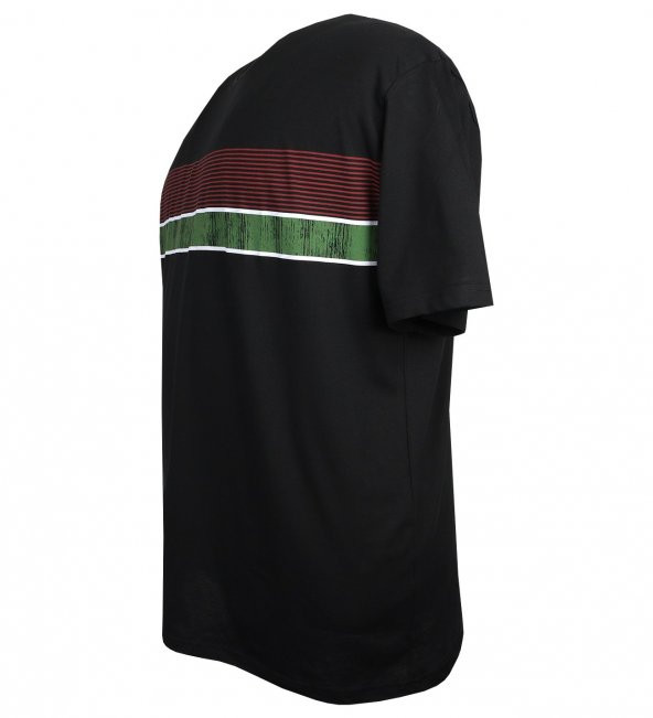 Baskılı Erkek Büyük Beden Bisiklet Yaka Tişört Siyah - 2