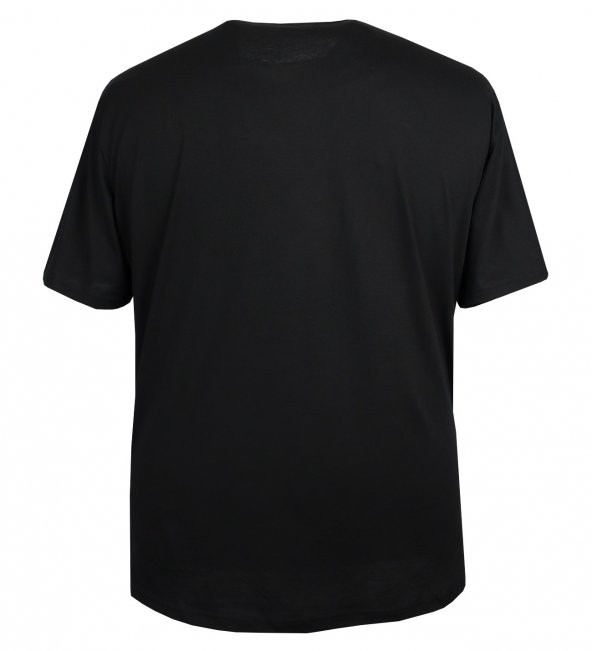 Baskılı Erkek Büyük Beden Bisiklet Yaka Tişört Siyah - 3