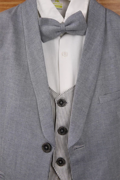 Yelek Ceket Papyon Çocuk Genç Takım Elbise 5'li Mezuniyet Balo Bayramlık Düğün Damatlık 4'lü Set NX-50088 - 8