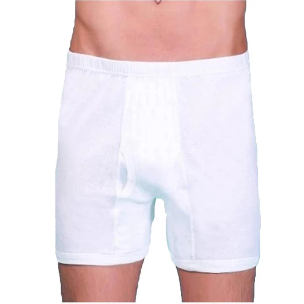 Sedef Yıldızı Erkek Penye Arjantin Külot Boxer Pamuklu Beyaz