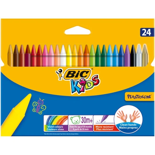 Bic Kids Plastidecor Silinebilir Mum Pastel Boya 24 Renk