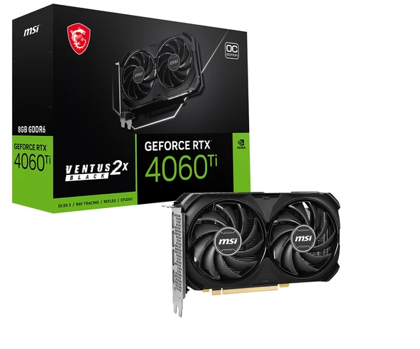 MSI GEFORCE RTX 4060 Ti VENTUS 2X BLACK 8G OC GDDR6 8GB GDDR6 DP HDMI 128Bit