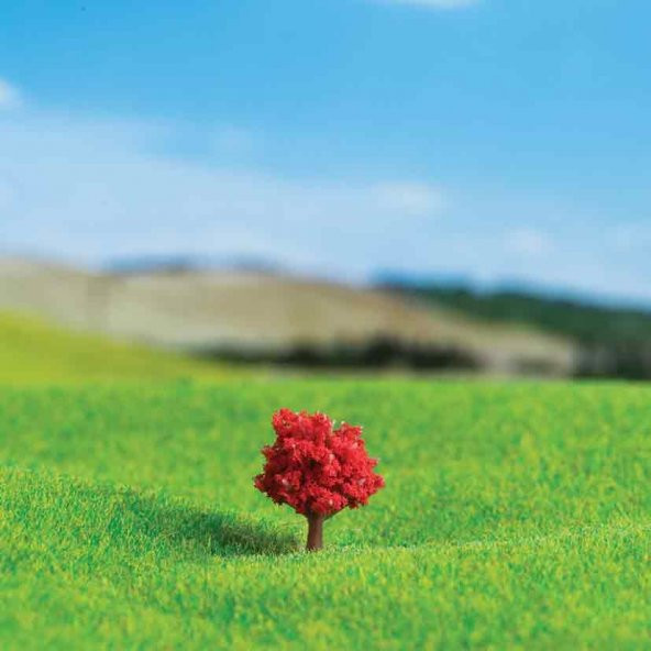 Kırmızı Renkli Bodur Ağaç 2,5 cm 6 Adet