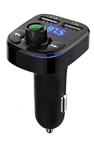 Araç Bluetooth Fm Transmitter Cihazı Araba Mp3 Çalar Oto Çakmaklık Şarj Aleti Müzik Kiti - 1