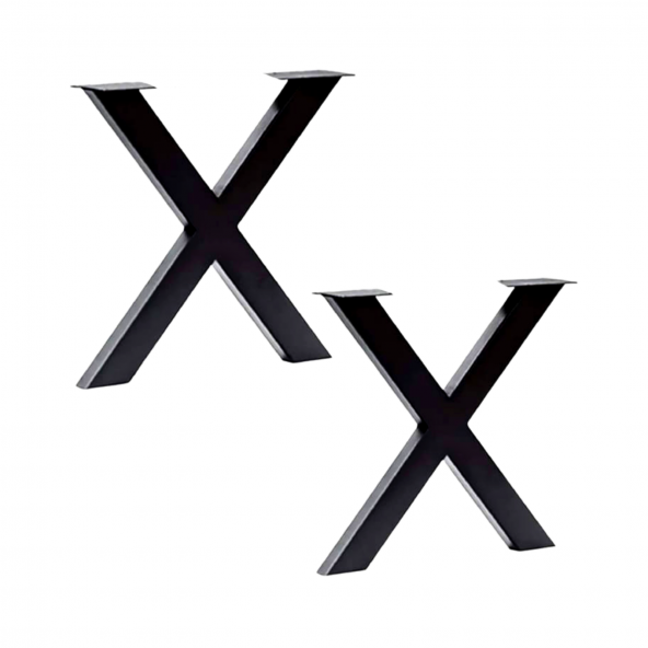 Metal/Demir X Masa Ayağı - Dekoratif Masa Ayağı (2 Adet)