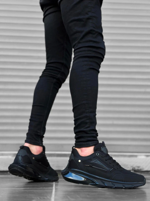 BA0313 Balon Taban Rahat Casual Siyah Siyah Erkek Ayakkabısı - Resim 2