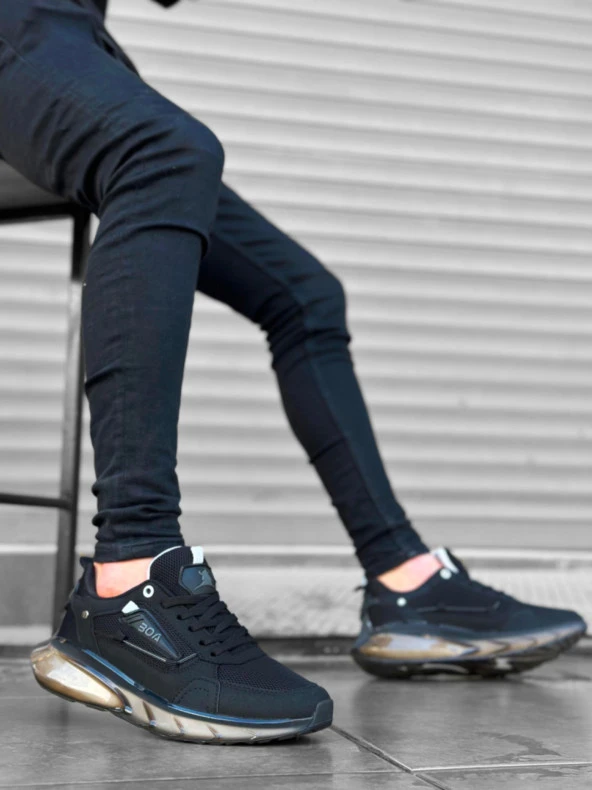 BA0313 Balon Taban Rahat Casual Siyah Füme Erkek Ayakkabısı - Resim 3