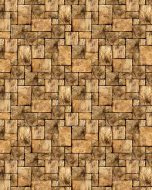 Kahverengi Küp Taş Desenli Karton Duvar 1/50 3 Adet