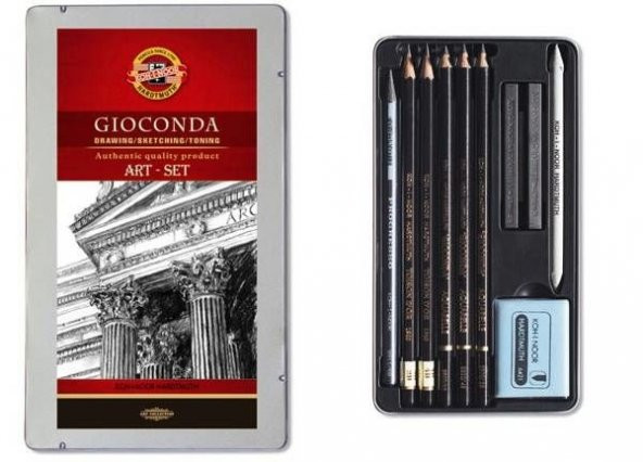 Koh-i Noor Gioconda Art Set 10 Parça Karakalem Resim Seti Metal Kutu