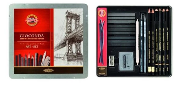 Koh-i Noor Gioconda Art Set Karakalem Resim Seti 23 Parça Metal Kutulu