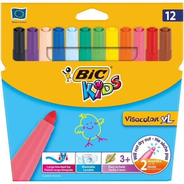 Bic Kids Visacolor XL Keçeli Boya Kalemi 12 Renk