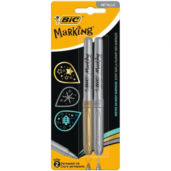 Bic Intensity Permanent Marker Metalik Altın-Gümüş 2li Blister