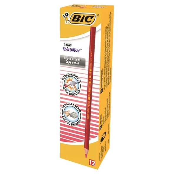 Bic Evolution Kırmızı Kopya Kalemi 12li Kutu