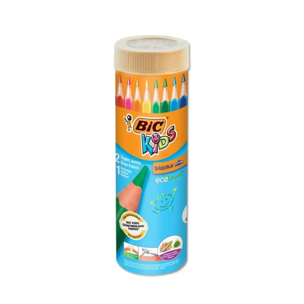 Bic Kids Evolution Triangle Üçgen Jumbo Boya Kalemi 12+1 Renk Metal Tüp