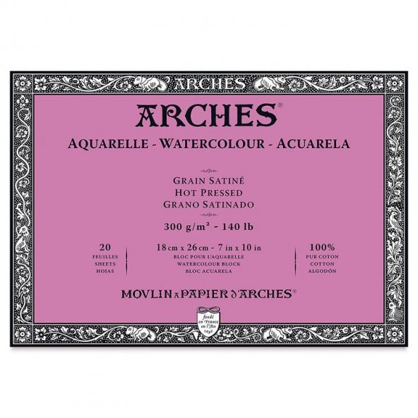 Arches Suluboya Blok Hot Press Natural White 300 gr 18x26 cm 20 Sayfa