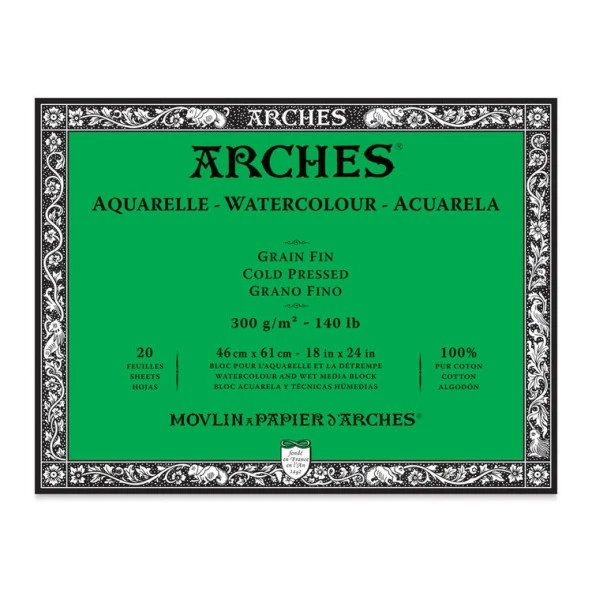 Arches Suluboya Blok Cold Press Natural White 300 gr 46x61 cm 20 Sayfa