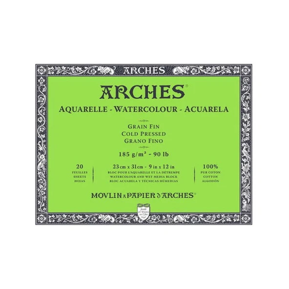 Arches Suluboya Blok Cold Press Natural White 185 gr 23x31 cm 20 Sayfa