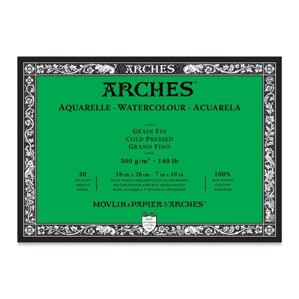 Arches Suluboya Blok Cold Press Natural White 300 gr 18x26 cm 20 Sayfa - 1