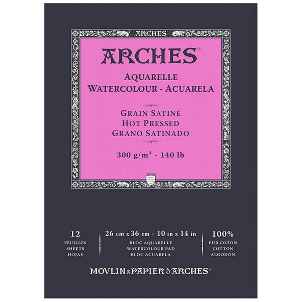 Arches Suluboya Defteri Hot Press Natural White 300 gr 26x36 cm 12 Sayfa ürün görseli