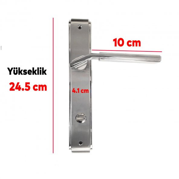 Aynalı  Nikel Saten  Wc Kapı Kolu Sağa Sola Uygun (1 TAKIM) - 4
