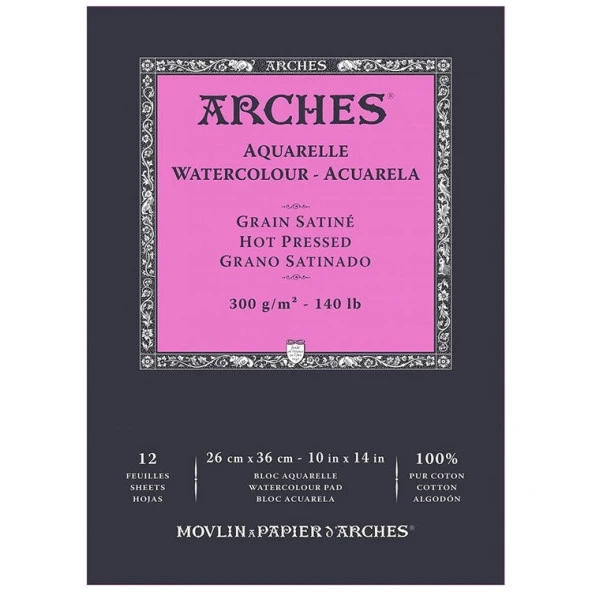 Arches Suluboya Defteri Hot Press Natural White 300 gr 26x36 cm 12 Sayfa - 1