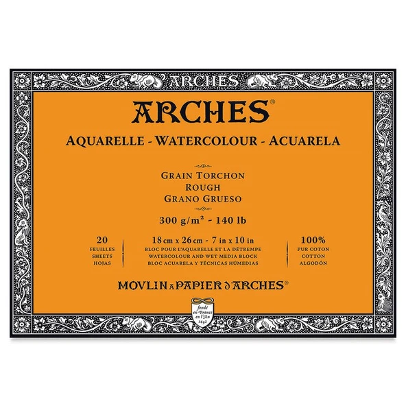 Arches Suluboya Blok Rough Natural White 300 gr 18x26 cm 20 Sayfa