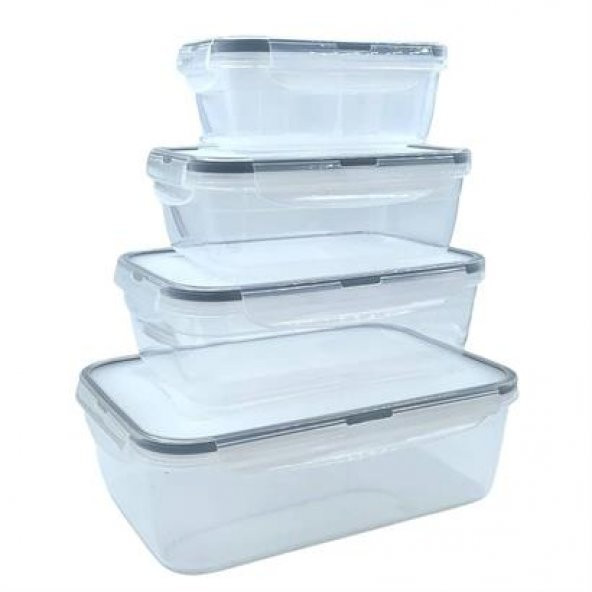 HMT 4lü İç İçe Sızdırmaz Contalı Kilitli Kapaklı Plastik Erzak Saklama Kapları LC315