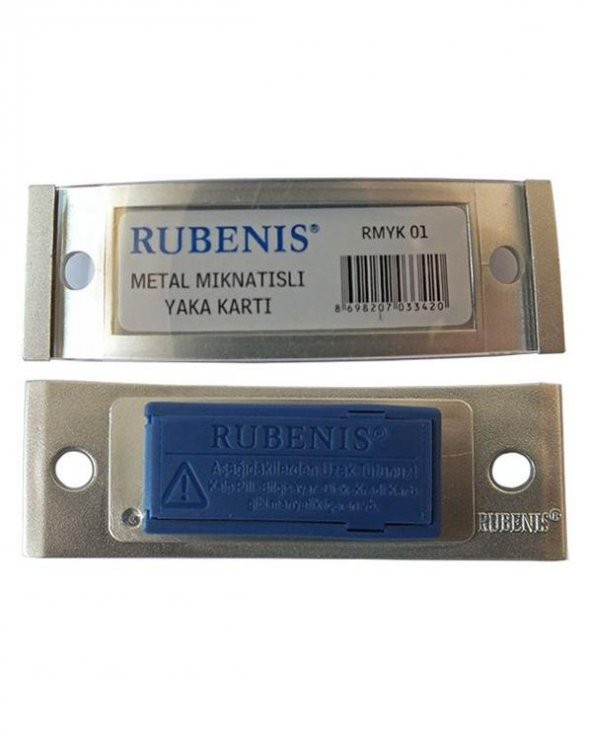 Rubenis Metal Mıknatıslı Yaka Kartı Gri RMYK01