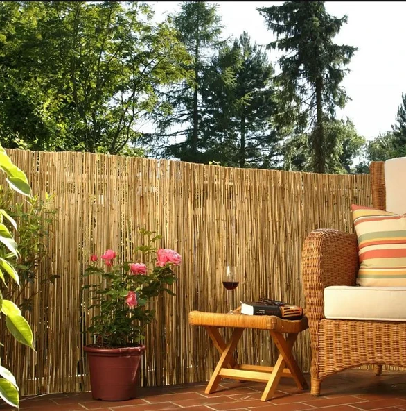 Polybotum Doğal Kamış Hasır Çit 2m X 5m Doğal Bambu -bahçe Çiti - Gölgelik Hasır -tavan Dekorasyon