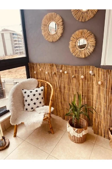 Polybotum Doğal Kamış Hasır Çit 2m X 5m Doğal Bambu -bahçe Çiti - Gölgelik Hasır -tavan Dekorasyon - 3