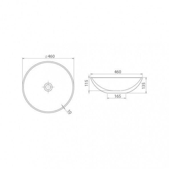 Turkuaz Seramik Cerastyle Zero Tezgah Üstü 46 cm Lavabo - 3