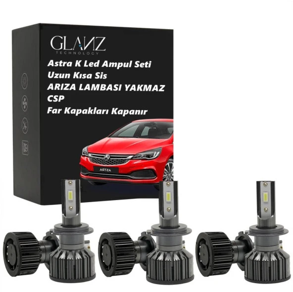 Glanz Astra K Şimşek Etkili Mini CSP Beyaz Led Xenon Far Ampulü Uzun Kısa Sis Seti