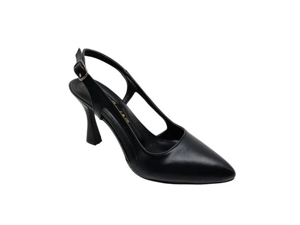 Zerhan 1451 Kadın Siyah Burnu Kapalı Arkası Açık Topuklu Ayakkabı - 2