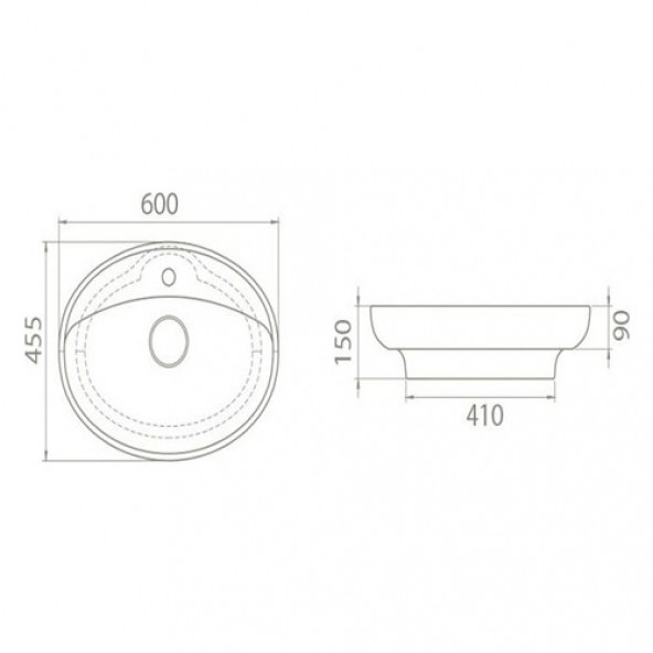 Turkuaz Lal C 60x45 cm Tezgah Üstü Lavabo - 2