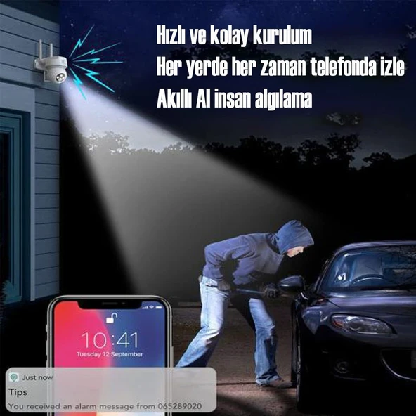 Cata CT-4051 Full HD Akıllı Dış Mekan Güvenlik Kamerası - Gece Görüşlü, 360 Derece Dönebilen, Sesli İletişim, Hareket Takipli, SD Kart & Bulut Destekli, Dış Mekan - 5