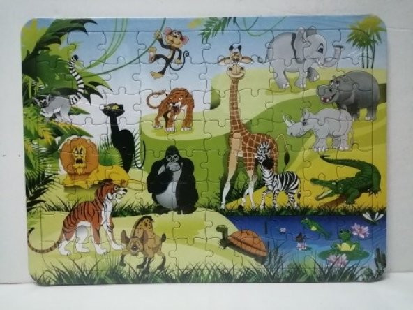 Vahşi doğa hayvanları Eğitici Puzzle  80 Parça 39x29 cm