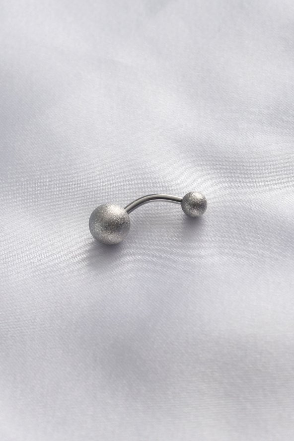 Erb 316L Cerrahi Çelik Gümüş Renk Simli Top Göbek Piercing