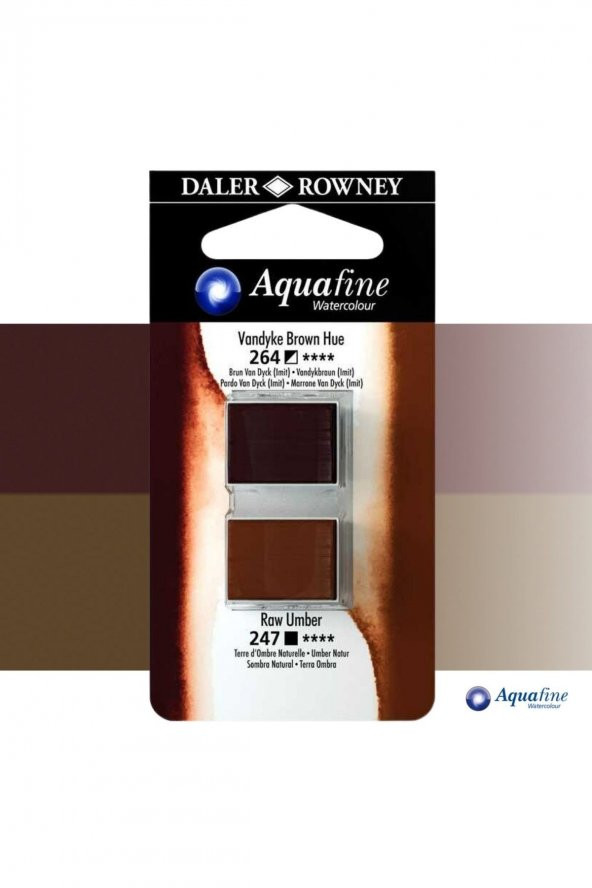 Daler Rowney Aquafine 2li Sulu Boya Tableti 264 Vandyke Brown Hue - 247 Raw Umber