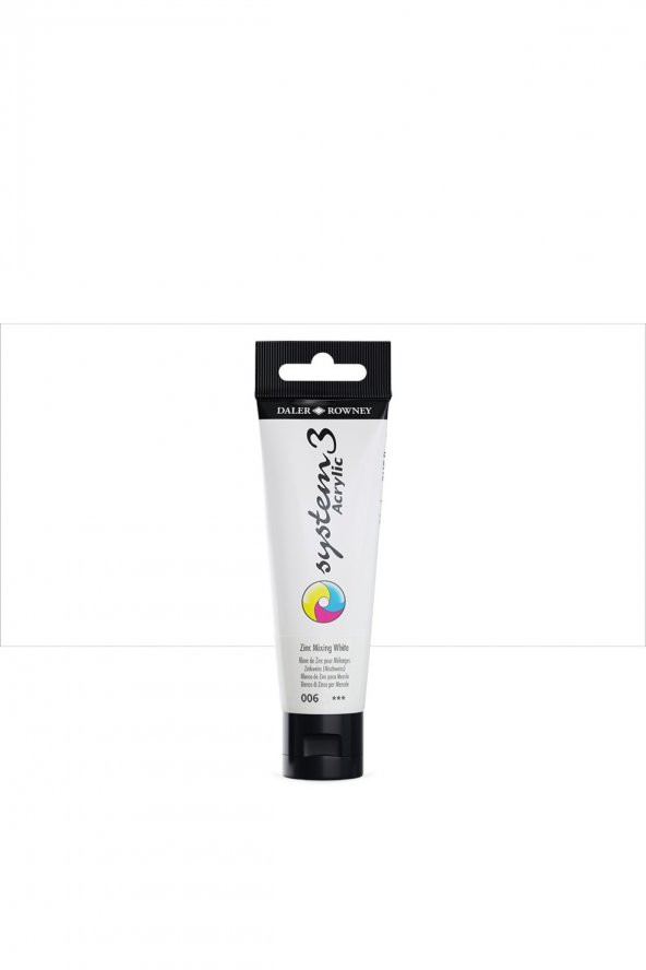Daler Rowney System 3 Akrilik Boya 150ml 006 Zinc Mix White - 1