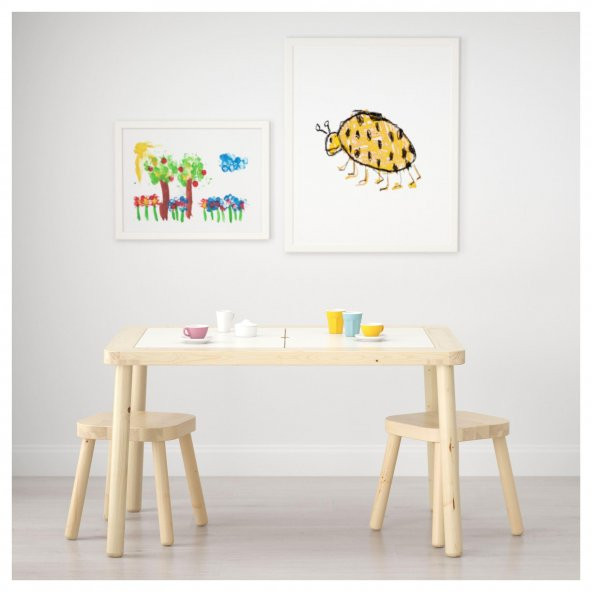Çocuk Oyun Masası,Dikdörtgen Huş-Beyaz Renk MeridyenDukkan 83x58 cm İç-Dış Mekan Kullanımı Çocuk Masas - 3