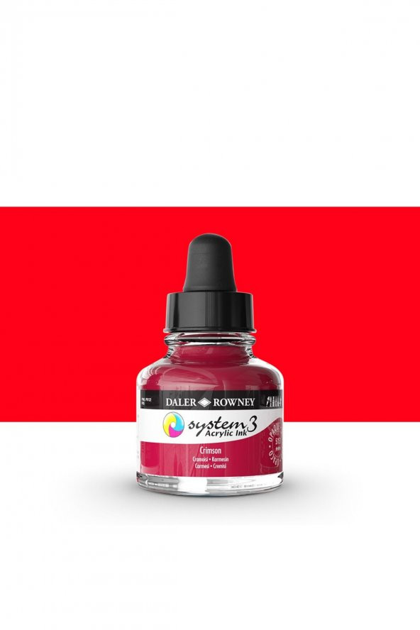 Daler Rowney System 3 Sıvı Akrilik Mürekkep Boya 29.5ml 513 Crimson - 1