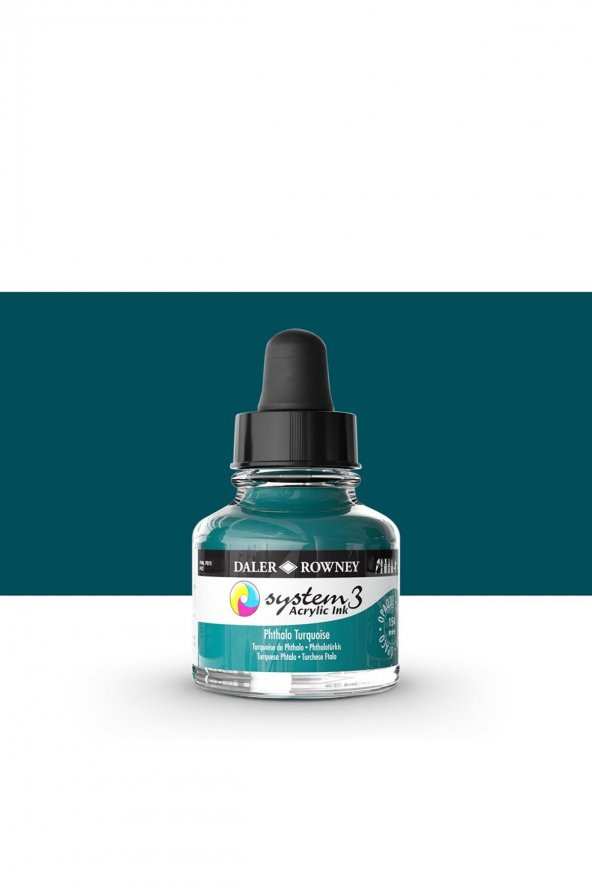 Daler Rowney System 3 Sıvı Akrilik Mürekkep Boya 29.5ml 154 Phthalo Turquoise