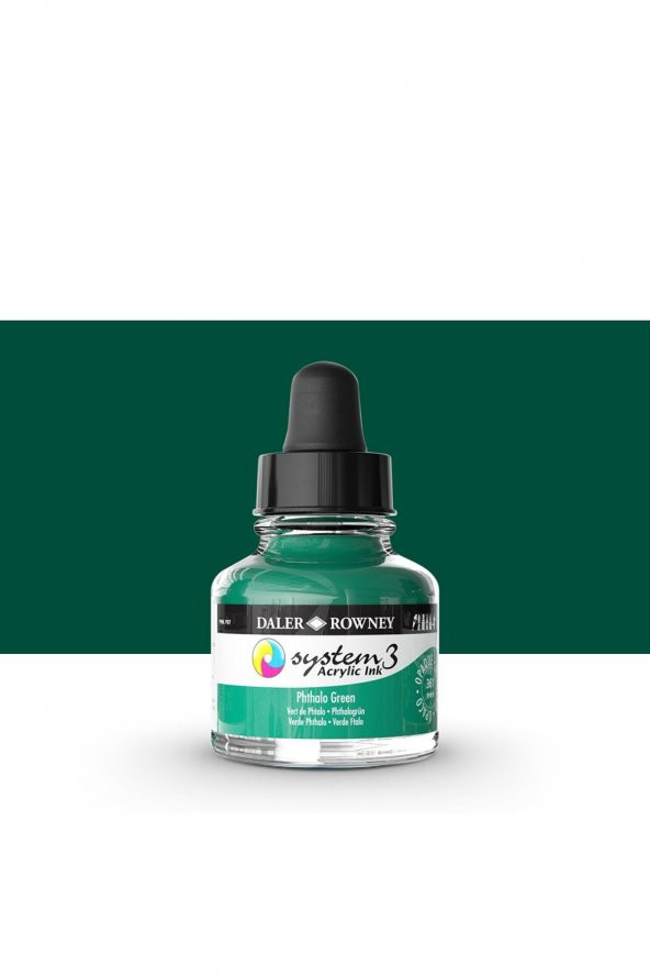 Daler Rowney System 3 Sıvı Akrilik Mürekkep Boya 29.5ml 361 Phthalo Green - 1