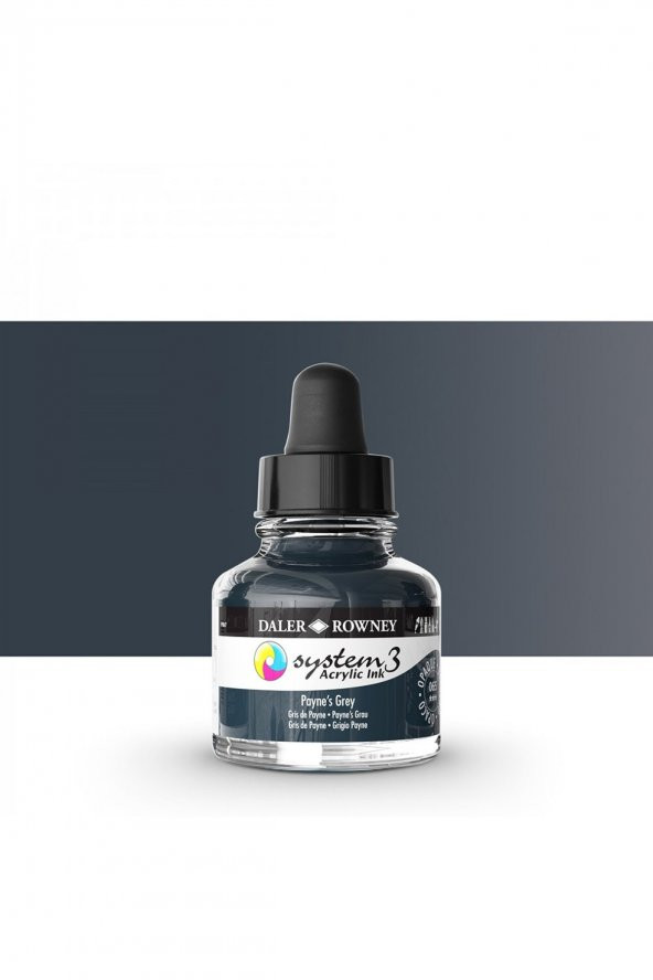 Daler Rowney System 3 Sıvı Akrilik Mürekkep Boya 29.5ml 065 Paynes Grey
